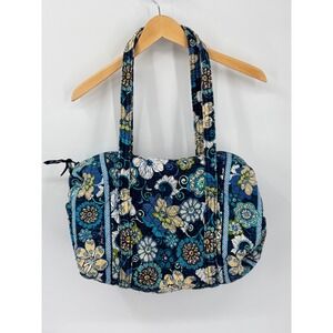 Vera‎ Bradley Quilted Floral Print Duffle Bag Blue Multi Color Shoulder Bag